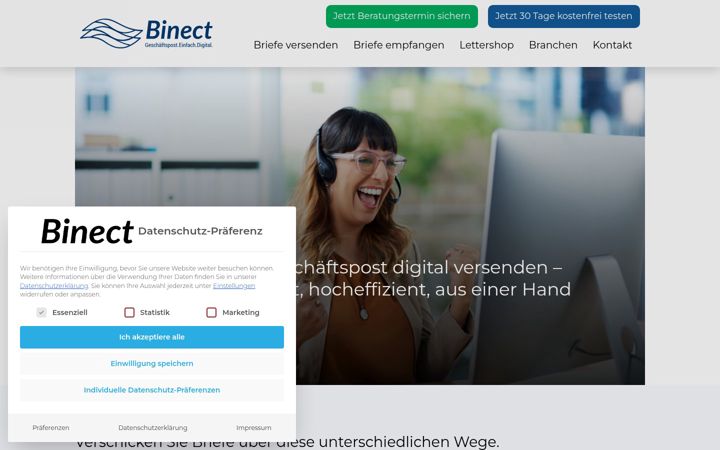 Screenshot του binect.de