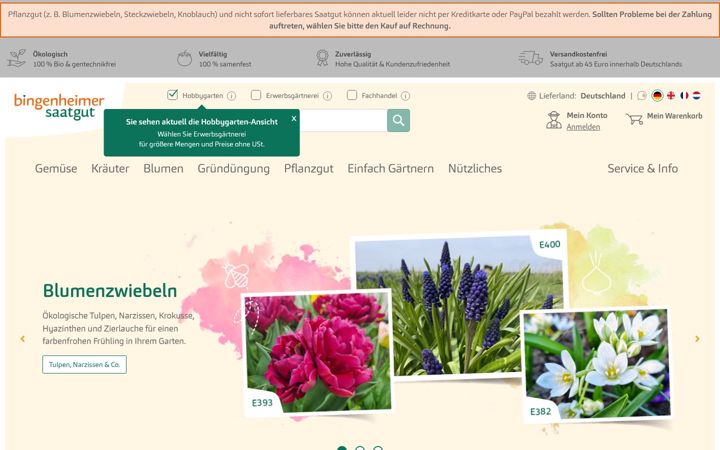 Screenshot of bingenheimersaatgut.de