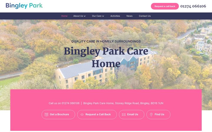 Screenshot of bingleyparkcarehome.co.uk