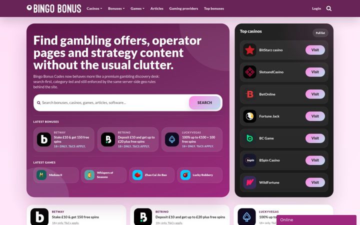 Screenshot of bingobonus.codes