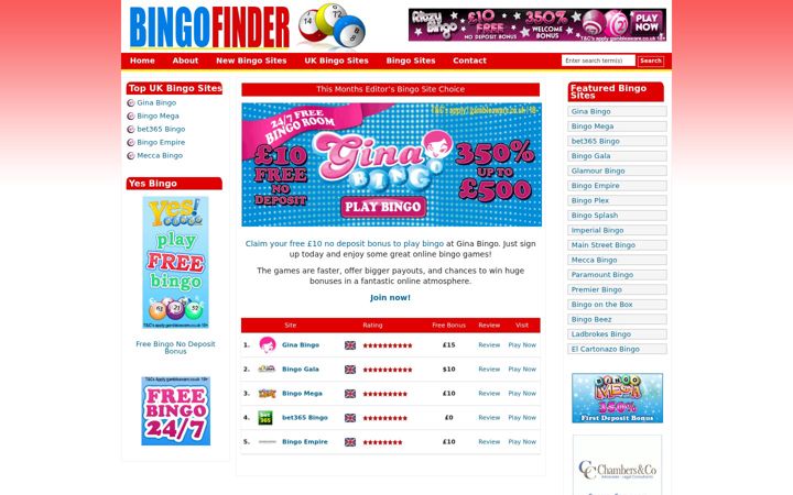 Screenshot van bingofinder.co.uk