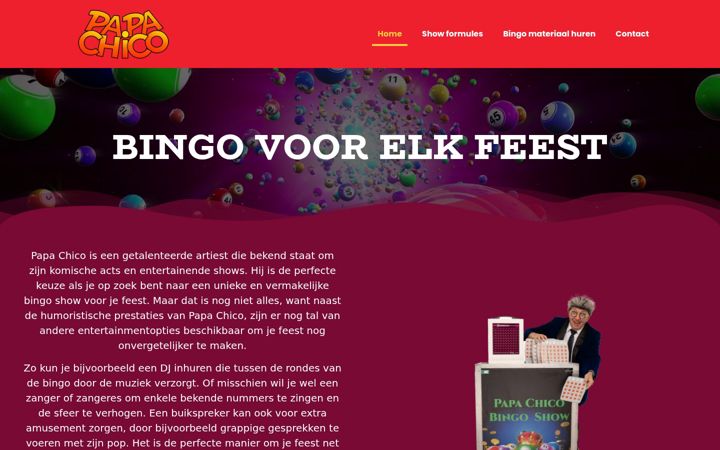 Kuvakaappaus sivustosta bingoshow.be