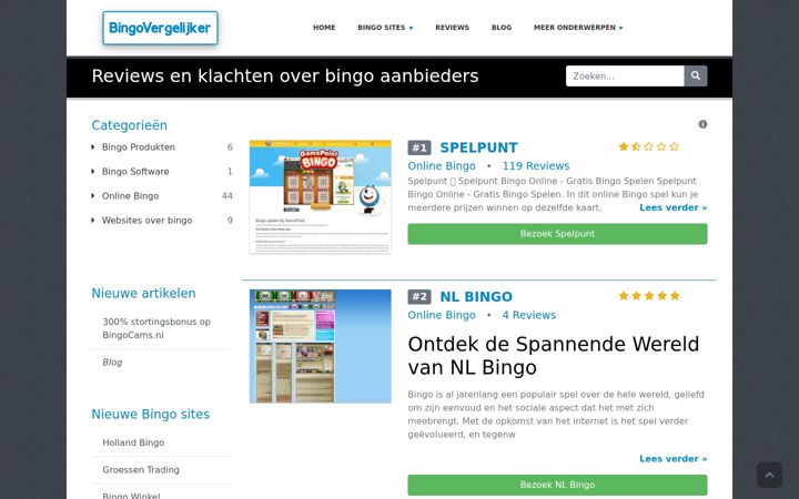 Snímek obrazovky bingovergelijker.nl