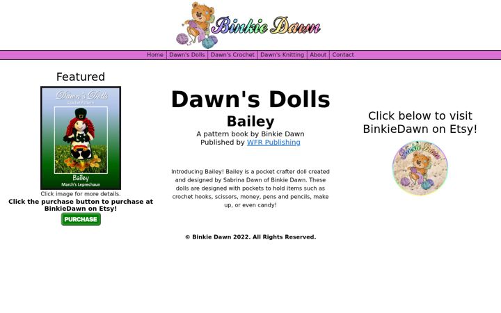 Screenshot of binkiedawn.com