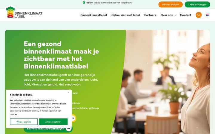 Snímek obrazovky binnenklimaatlabel.nl