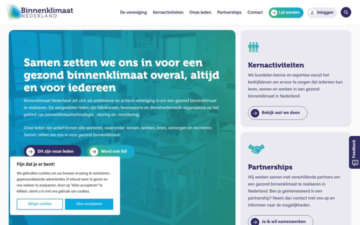Screenshot of binnenklimaatnederland.nl