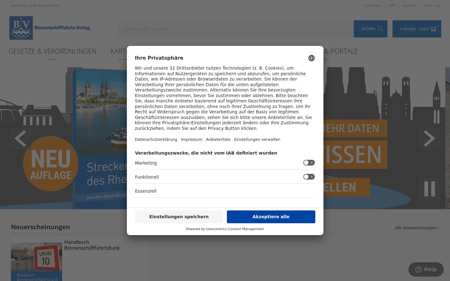 Screenshot van de toestemmingsbanner zoals getoond vóór enige interactie