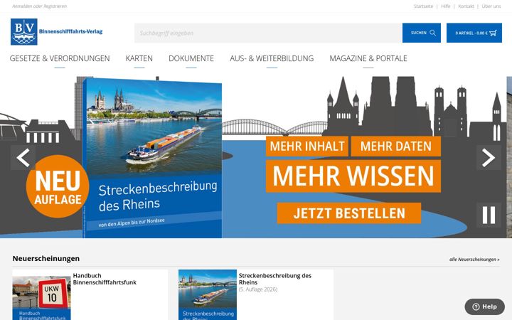 Skjámynd af binnenschifffahrts-verlag.de