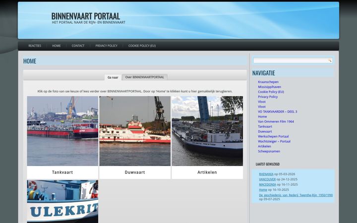 Screenshot of binnenvaartportaal.nl