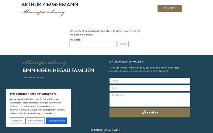Skjámynd af binningen-hegau-familien.de