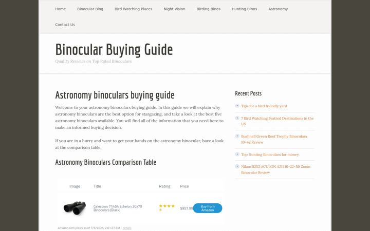 Screenshot di binocularbuyingguide.net