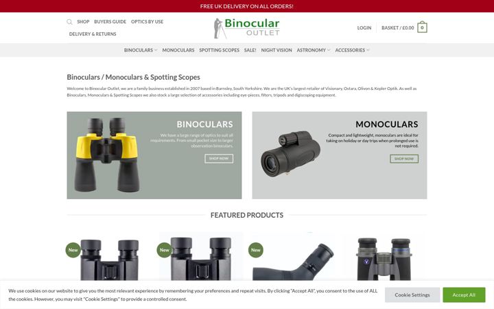 Screenshot of binocularoutlet.co.uk
