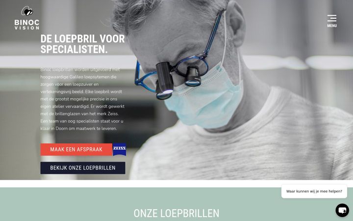 Captură de ecran a binocvision.nl