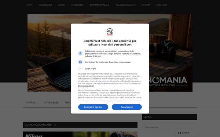 Captură de ecran a binomania.it