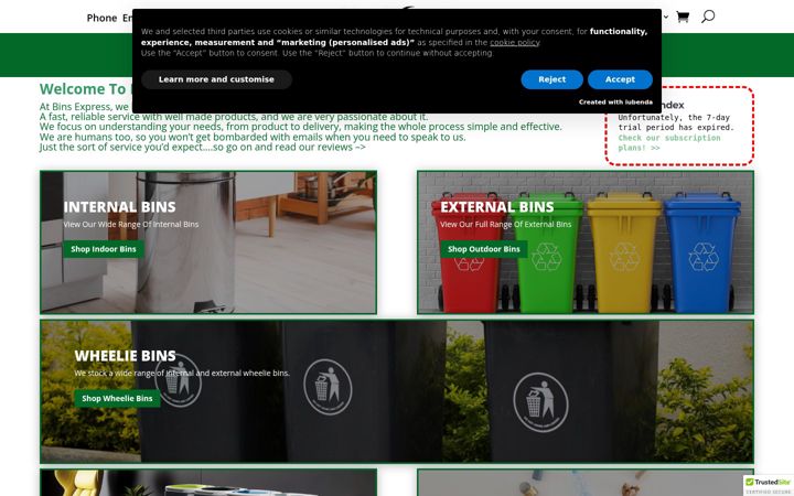 Screenshot van binsexpress.co.uk