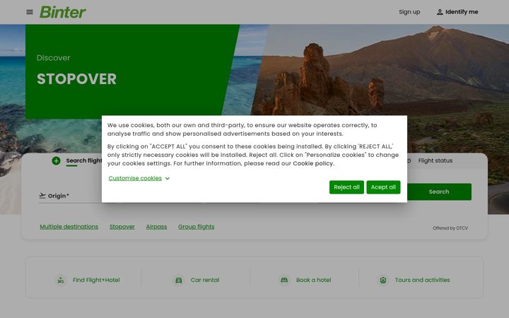 Screenshot of bintercanarias.com