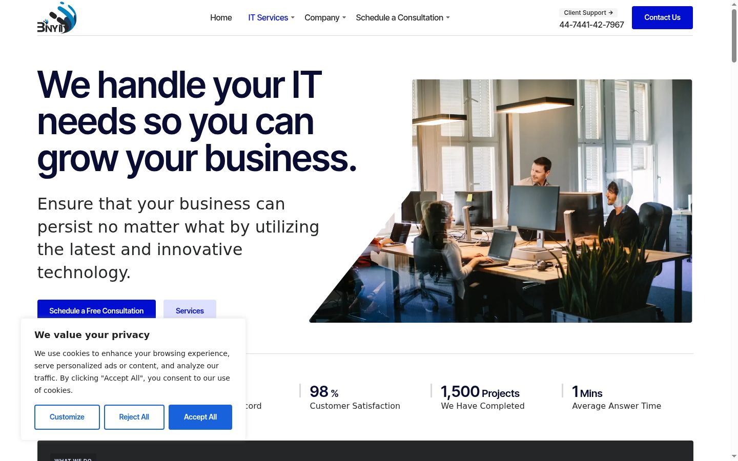 Screenshot of the consent banner shown before any interaction