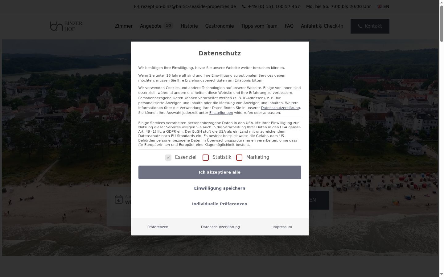 Skjermbilde av samtykkebanneret slik det vises før noen interaksjon
