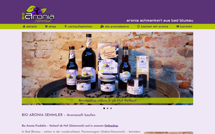 Screenshot of bio-aronia-semmler.at