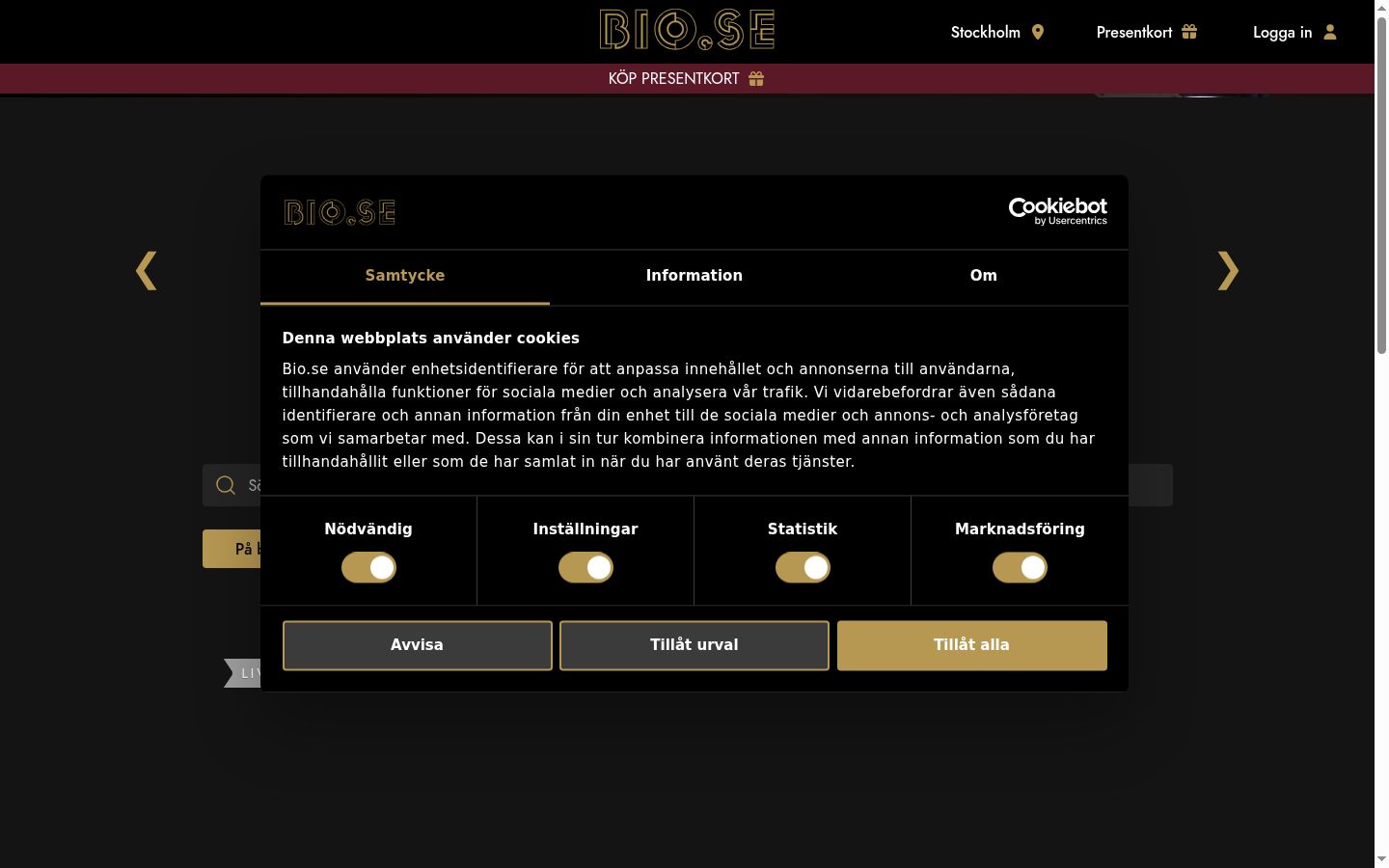 Screenshot of the consent banner shown before any interaction