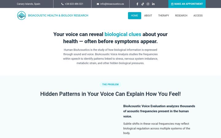 Captură de ecran a bioacoustics.es
