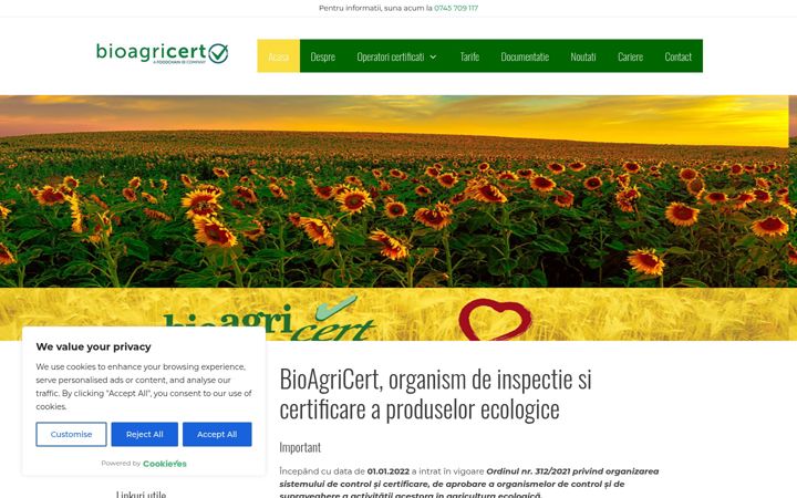 Képernyőkép: bioagricert.ro