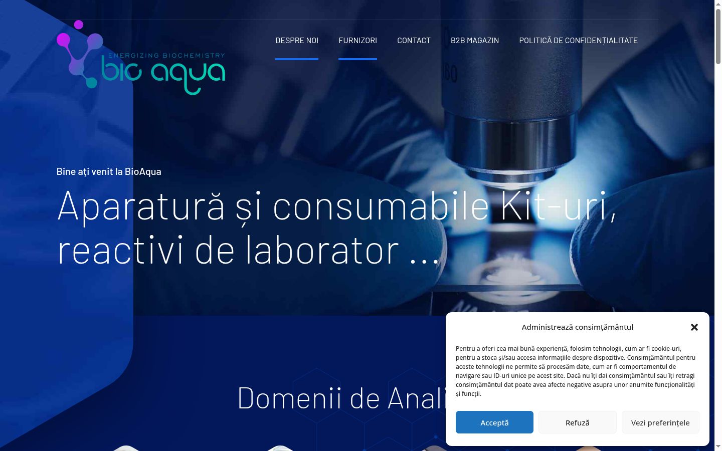 Screenshot del banner di consenso mostrato prima di qualsiasi interazione