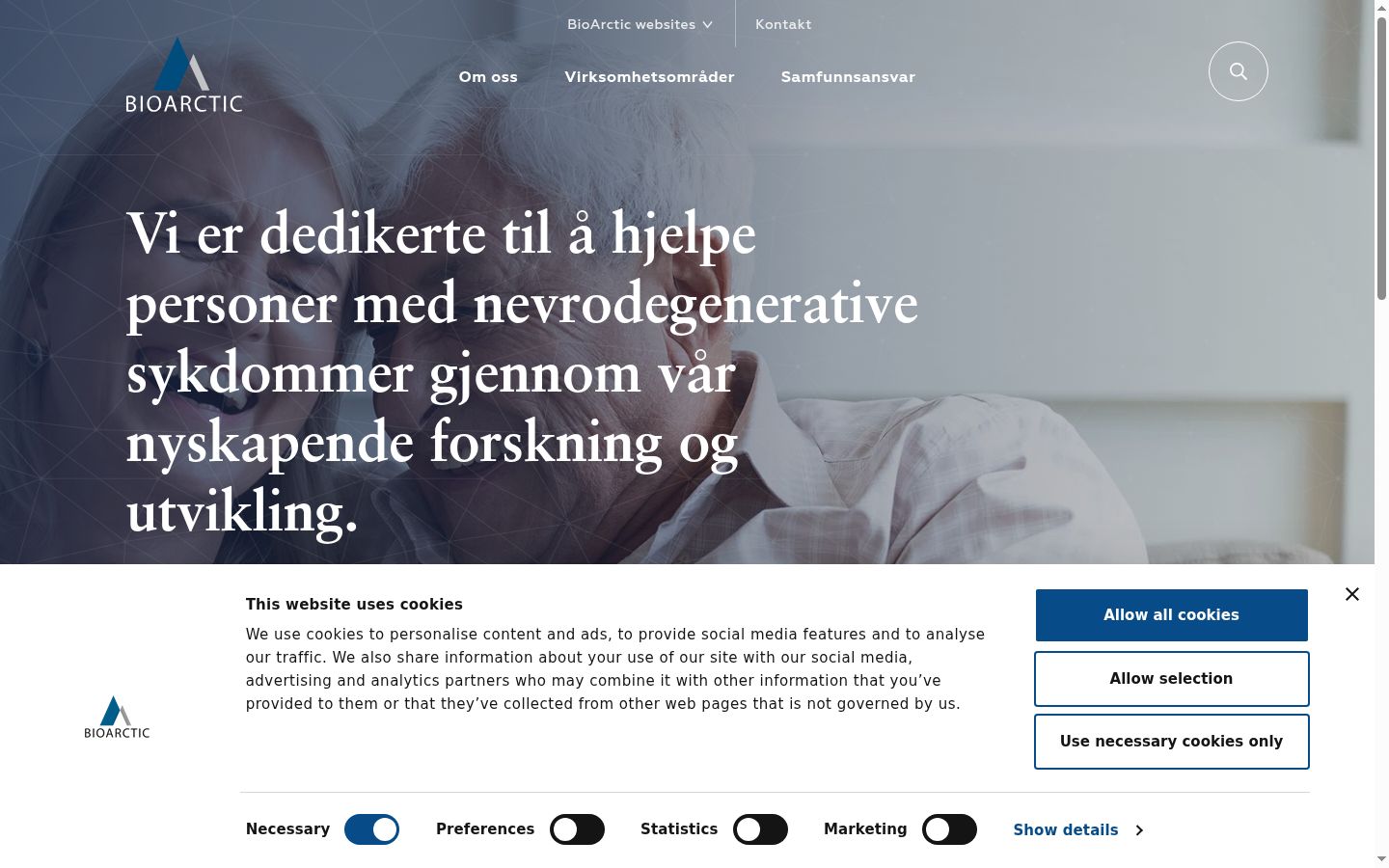 Ekrānuzņēmums ar piekrišanas baneri, kas tika rādīts pirms jebkādas mijiedarbības