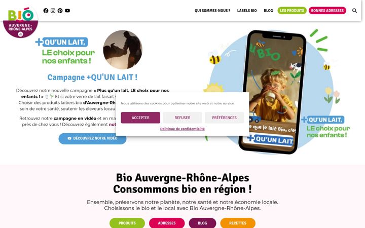 Captura de pantalla de bioauvergnerhonealpes.fr