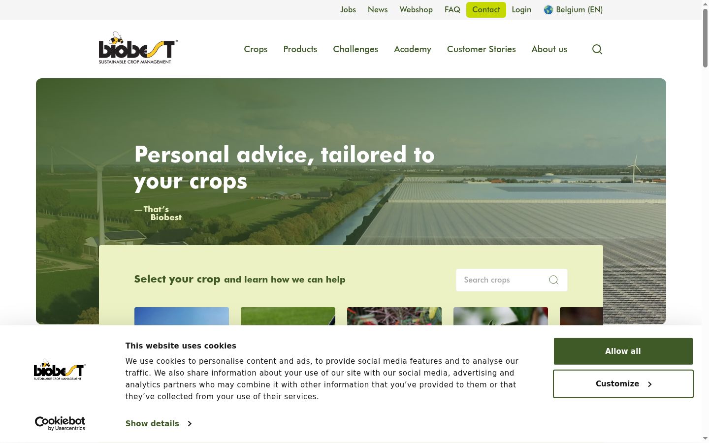 Screenshot of the consent banner shown before any interaction