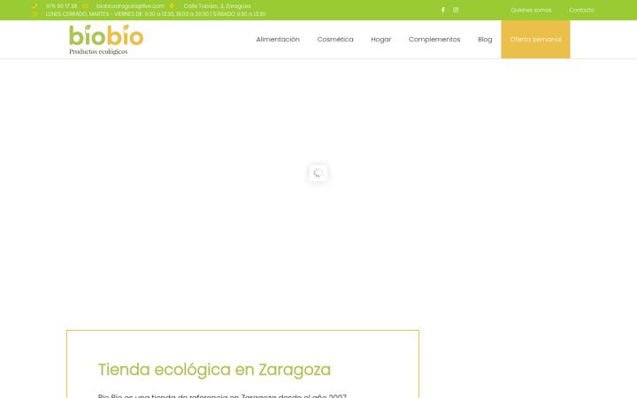 Captură de ecran a biobiozaragoza.es