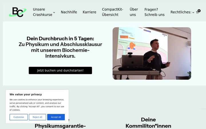 Snímek obrazovky biochemiecompact.de