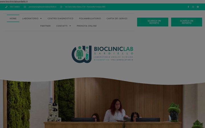 Ekrano kopija biocliniclabsardiello.it