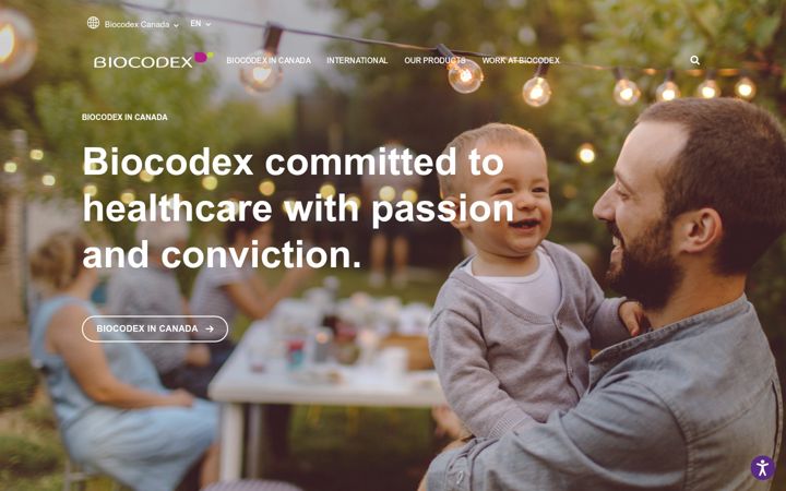Captură de ecran a biocodex.ca