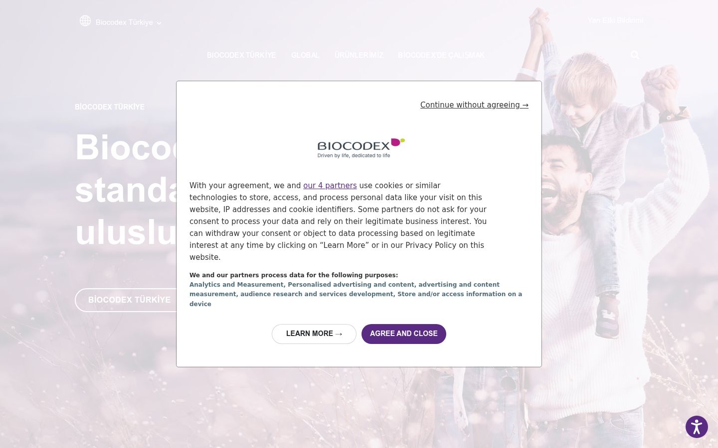 Screenshot del banner di consenso mostrato prima di qualsiasi interazione