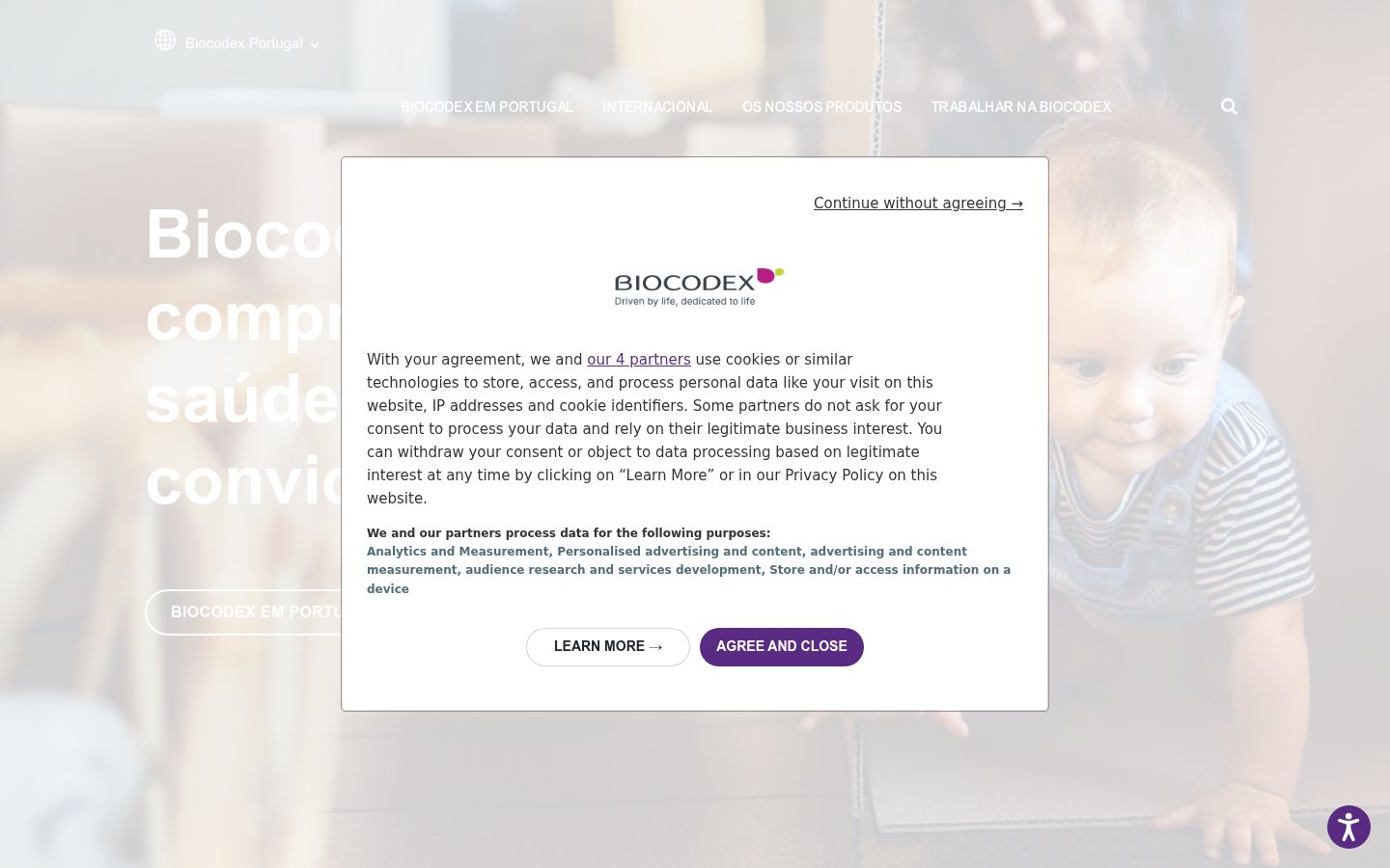 Screenshot of the consent banner shown before any interaction