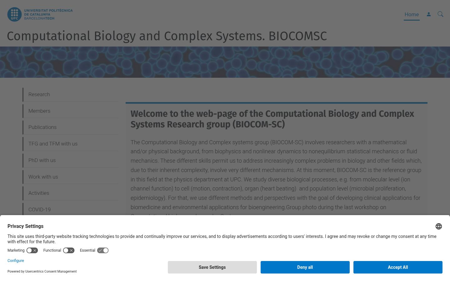 Screenshot del banner di consenso mostrato prima di qualsiasi interazione