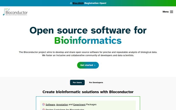 Екранна снимка на bioconductor.org