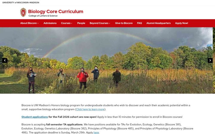 Screenshot ta' biocore.wisc.edu