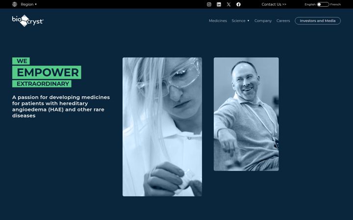 Screenshot of biocryst.ca