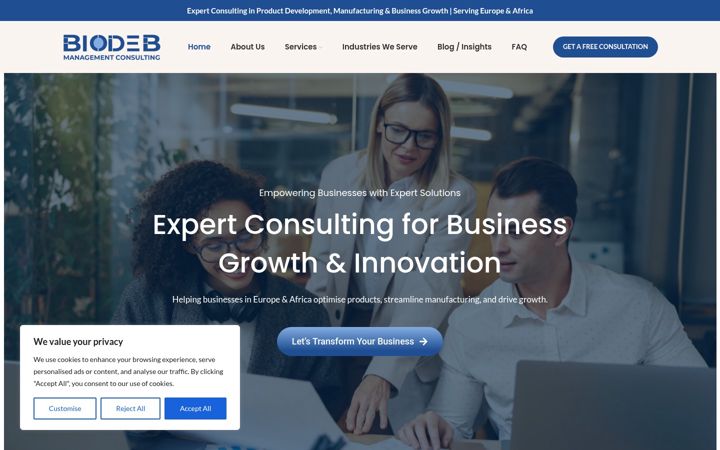 Screenshot van biodebconsulting.co.uk