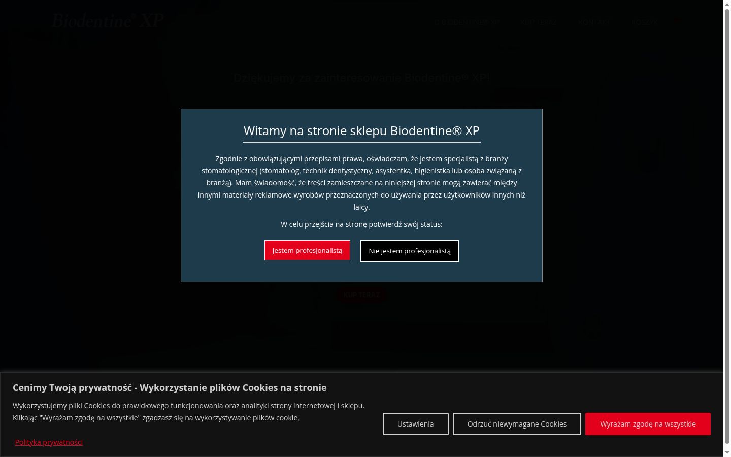 Screenshot del banner di consenso mostrato prima di qualsiasi interazione