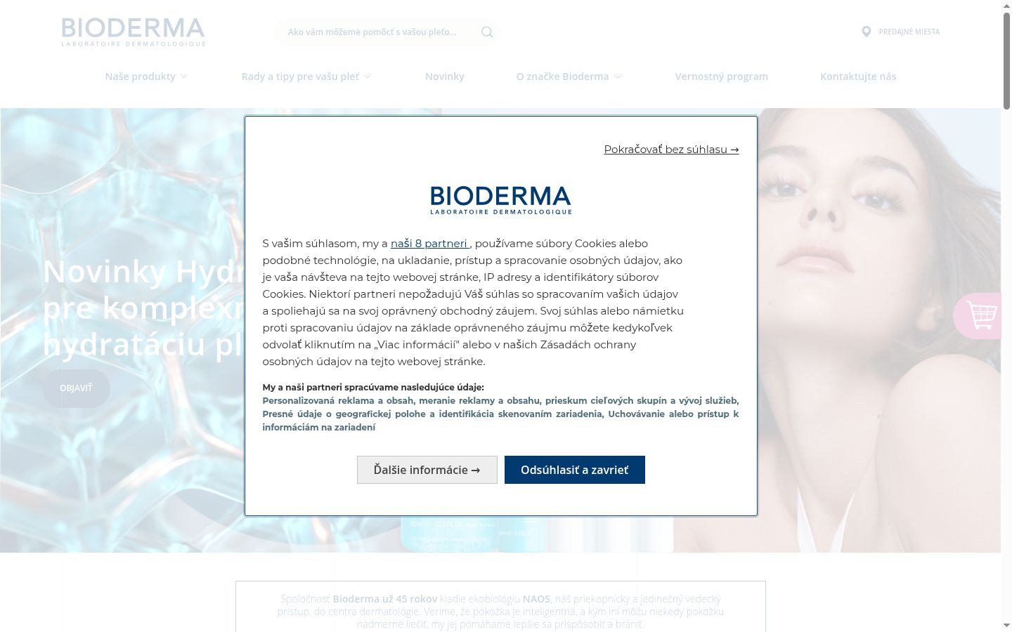 Captură de ecran a bannerului de consimțământ afișat înainte de orice interacțiune