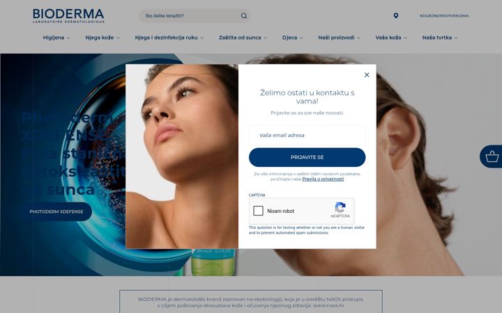 Screenshot di bioderma.com.hr