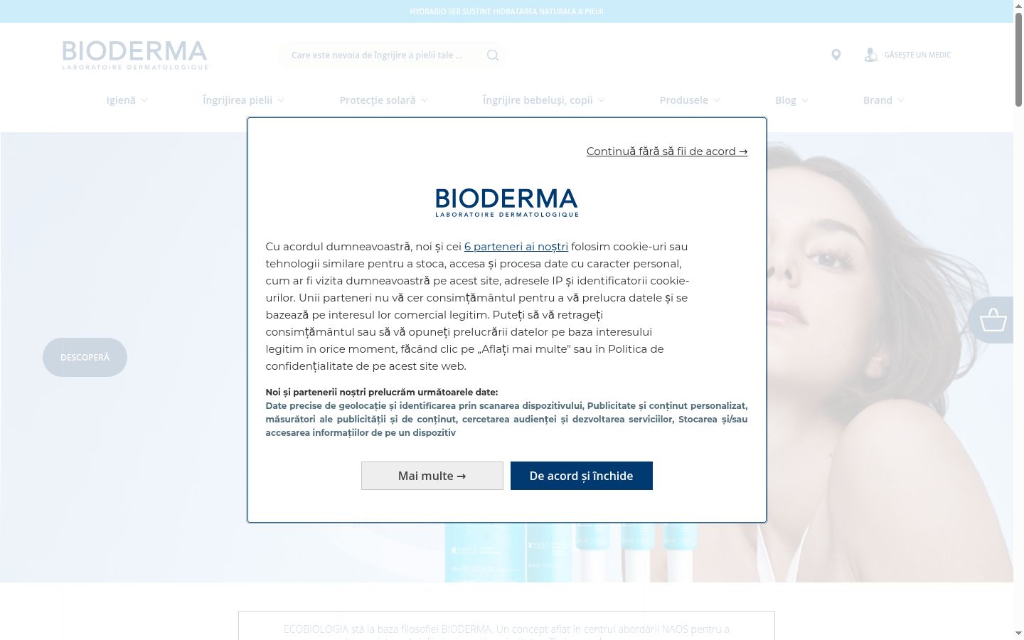 Screenshot of the consent banner shown before any interaction