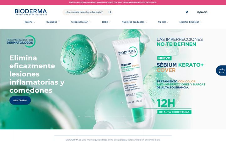 Screenshot of bioderma.ec
