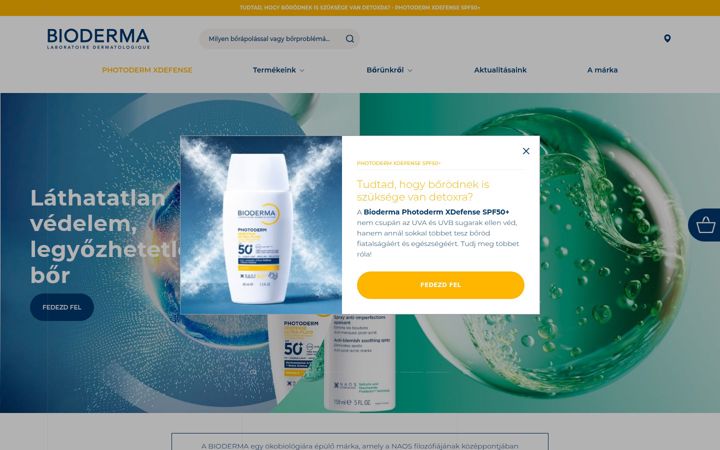 Screenshot of bioderma.hu