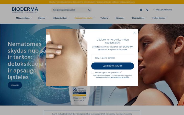 Ekraanipilt saidist bioderma.lt