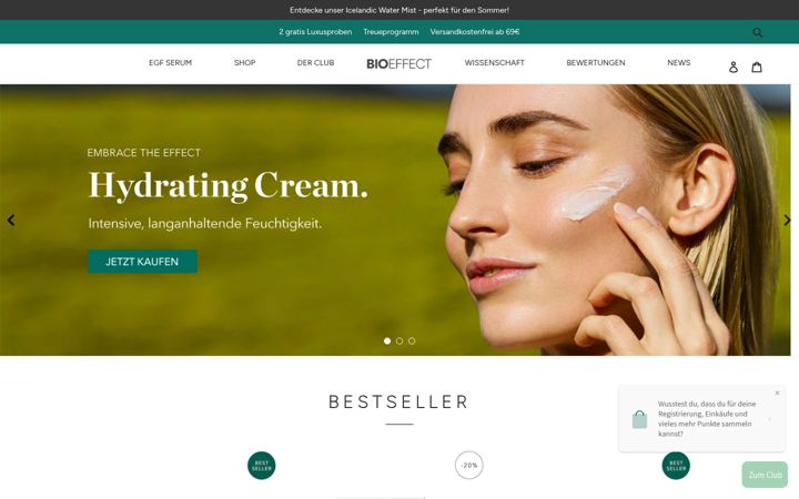 Screenshot of bioeffect.de