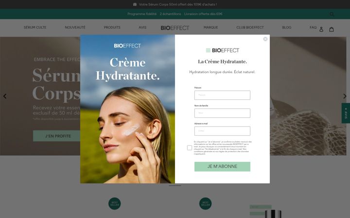 Screenshot of bioeffect.fr